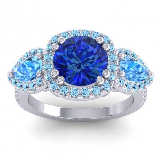 Three Stone Halo Vasudeva Ring