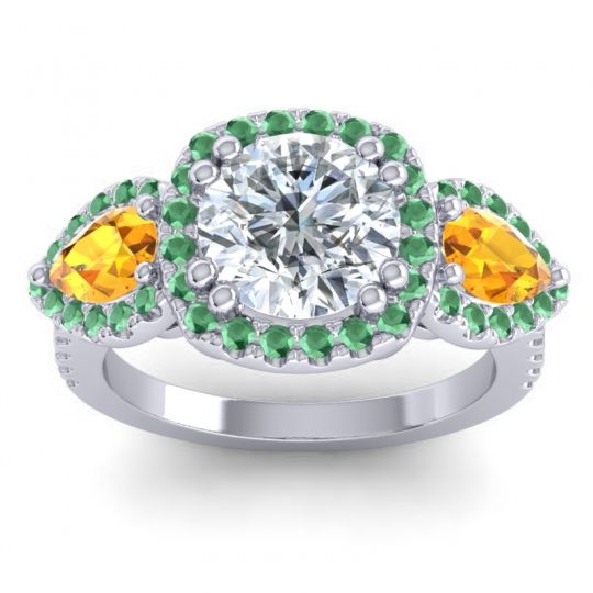 Three Stone Halo Vasudeva Ring