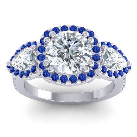 Three Stone Halo Vasudeva Ring