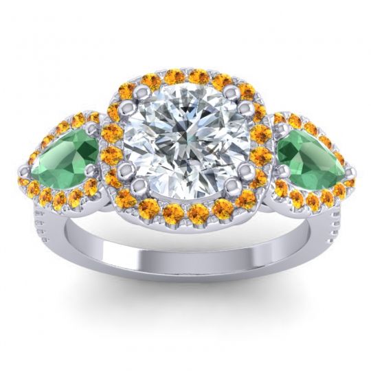 Three Stone Halo Vasudeva Ring