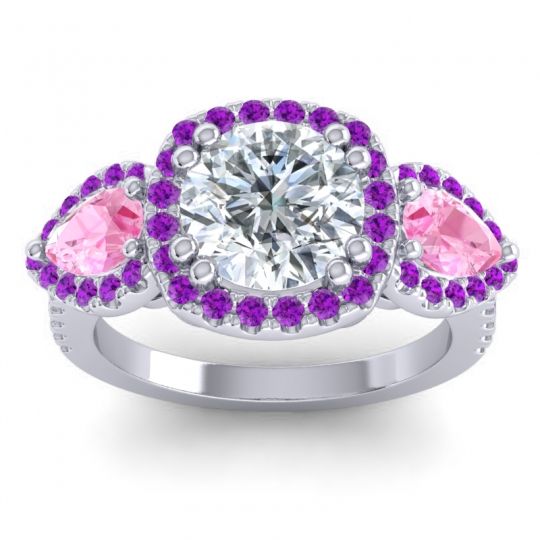 Three Stone Halo Vasudeva Ring