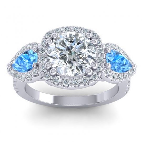Three Stone Halo Vasudeva Ring