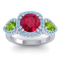 Three Stone Halo Vasudeva Ring