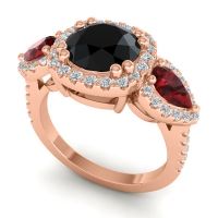 Three Stone Halo Vasudeva Ring