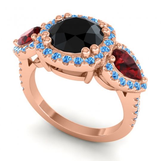 Three Stone Halo Vasudeva Ring
