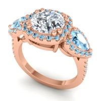 Three Stone Halo Vasudeva Ring