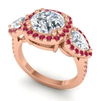 Three Stone Halo Vasudeva Ring
