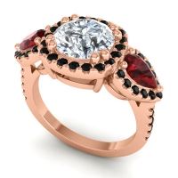 Three Stone Halo Vasudeva Ring