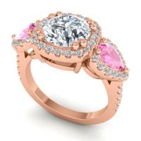 Three Stone Halo Vasudeva Ring