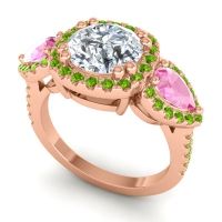 Three Stone Halo Vasudeva Ring