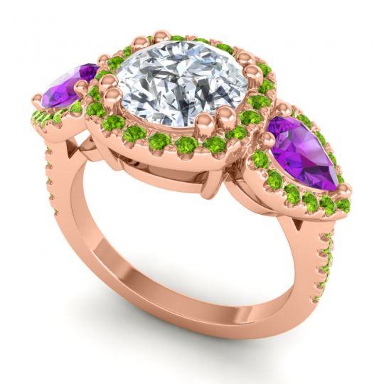Three Stone Halo Vasudeva Ring