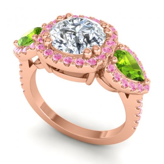 Three Stone Halo Vasudeva Ring