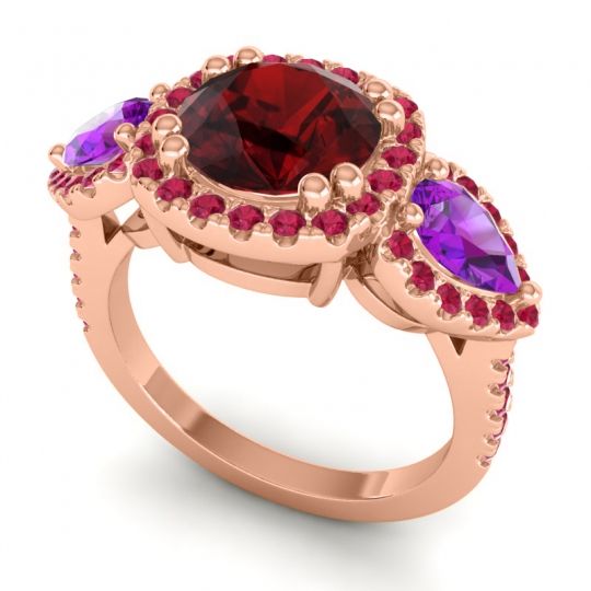 Three Stone Halo Vasudeva Ring