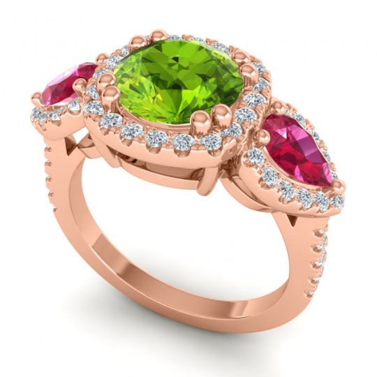 Three Stone Halo Vasudeva Ring