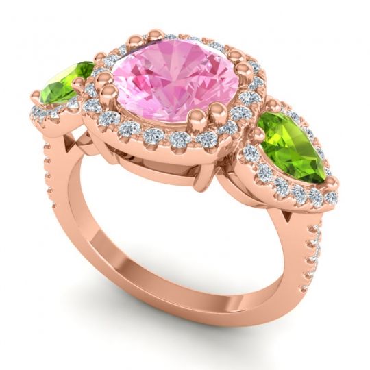 Three Stone Halo Vasudeva Ring