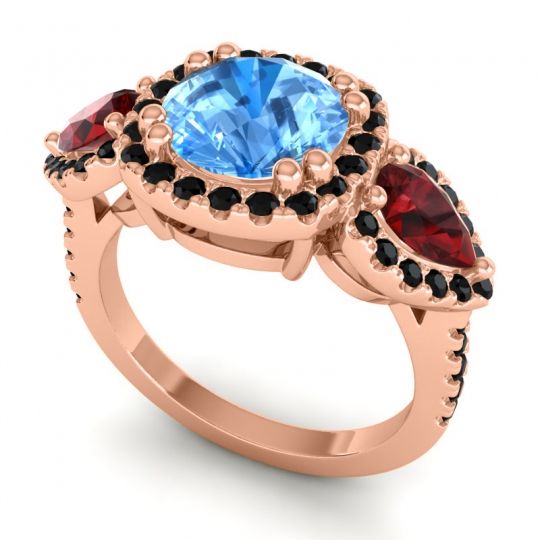 Three Stone Halo Vasudeva Ring