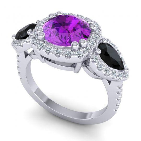 Three Stone Halo Vasudeva Ring