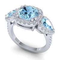 Three Stone Halo Vasudeva Ring