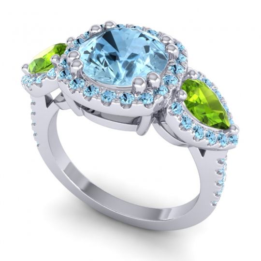 Three Stone Halo Vasudeva Ring