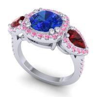 Three Stone Halo Vasudeva Ring