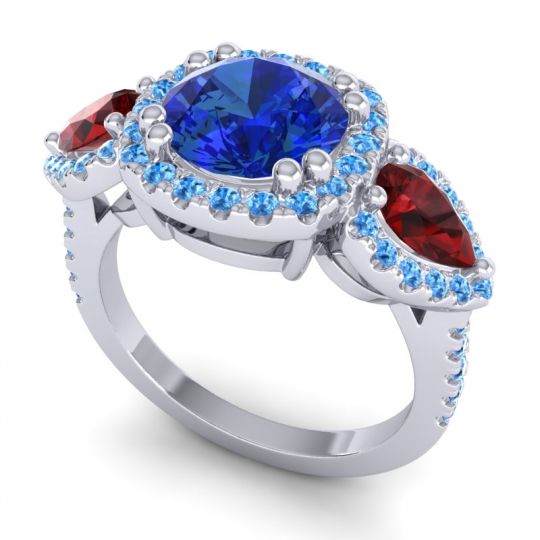 Three Stone Halo Vasudeva Ring