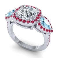 Three Stone Halo Vasudeva Ring