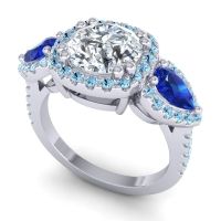 Three Stone Halo Vasudeva Ring