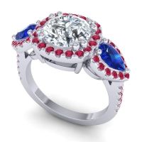 Three Stone Halo Vasudeva Ring
