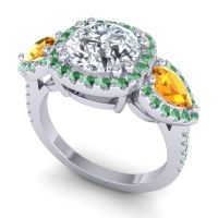 Three Stone Halo Vasudeva Ring