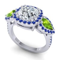 Three Stone Halo Vasudeva Ring