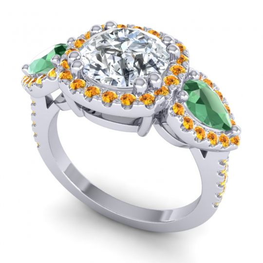 Three Stone Halo Vasudeva Ring