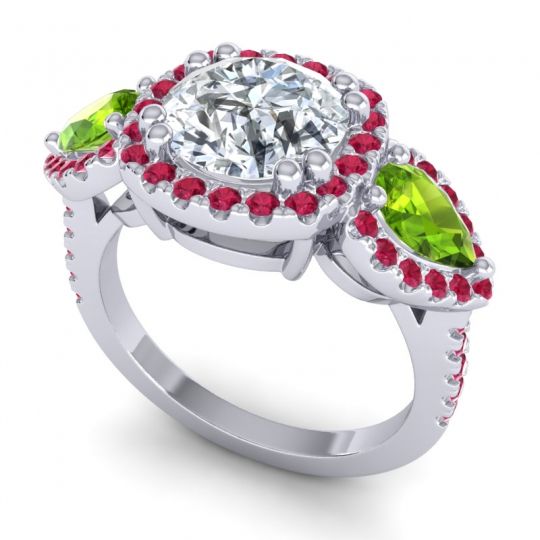 Three Stone Halo Vasudeva Ring