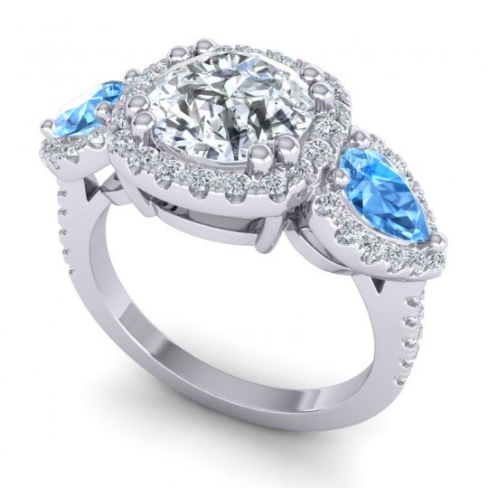 Three Stone Halo Vasudeva Ring