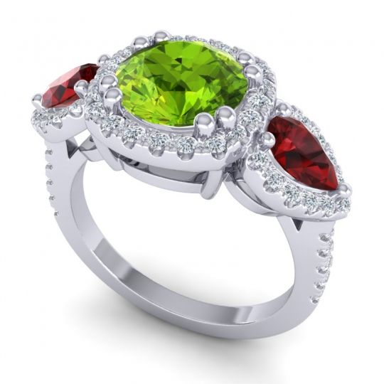 Three Stone Halo Vasudeva Ring