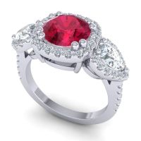 Three Stone Halo Vasudeva Ring