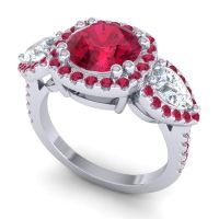 Three Stone Halo Vasudeva Ring