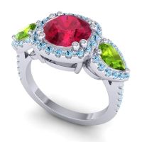 Three Stone Halo Vasudeva Ring