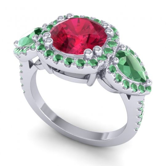 Three Stone Halo Vasudeva Ring