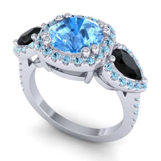 Three Stone Halo Vasudeva Ring