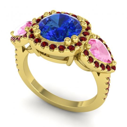 Three Stone Halo Vasudeva Ring