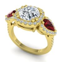 Three Stone Halo Vasudeva Ring