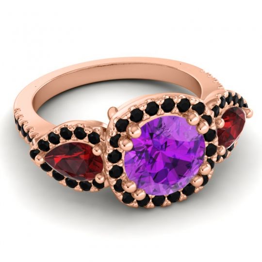 Three Stone Halo Vasudeva Ring