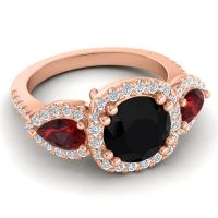 Three Stone Halo Vasudeva Ring