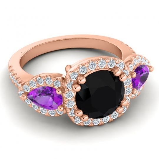 Three Stone Halo Vasudeva Ring