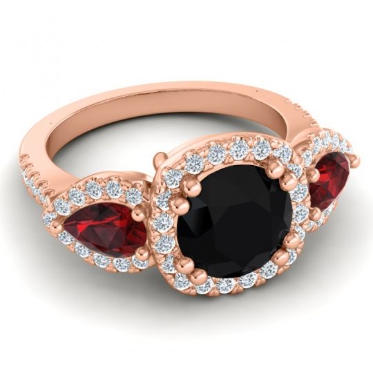 Three Stone Halo Vasudeva Ring