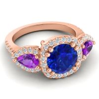 Three Stone Halo Vasudeva Ring