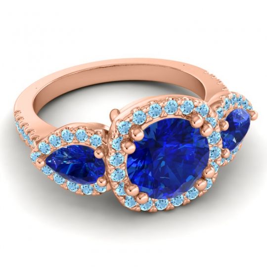 Three Stone Halo Vasudeva Ring