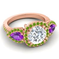 Three Stone Halo Vasudeva Ring