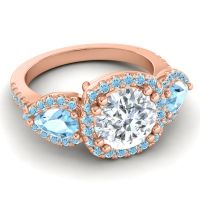 Three Stone Halo Vasudeva Ring
