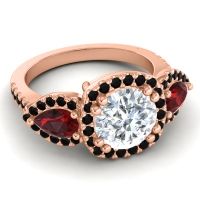 Three Stone Halo Vasudeva Ring